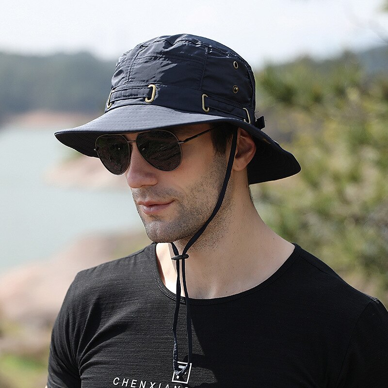 Sombrero de pesca para montañismo al aire libre para hombre, gorra de cubo de secado rápido, plegable, de rana, protección solar: Tibetan Green