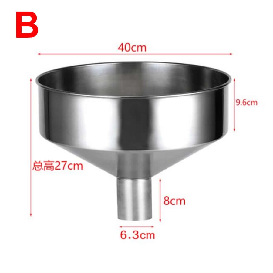 Trechter Roestvrij Staal Grote trechter rvs metalen wijn trechter brandstof trechter grote extra grote 40 cm: B