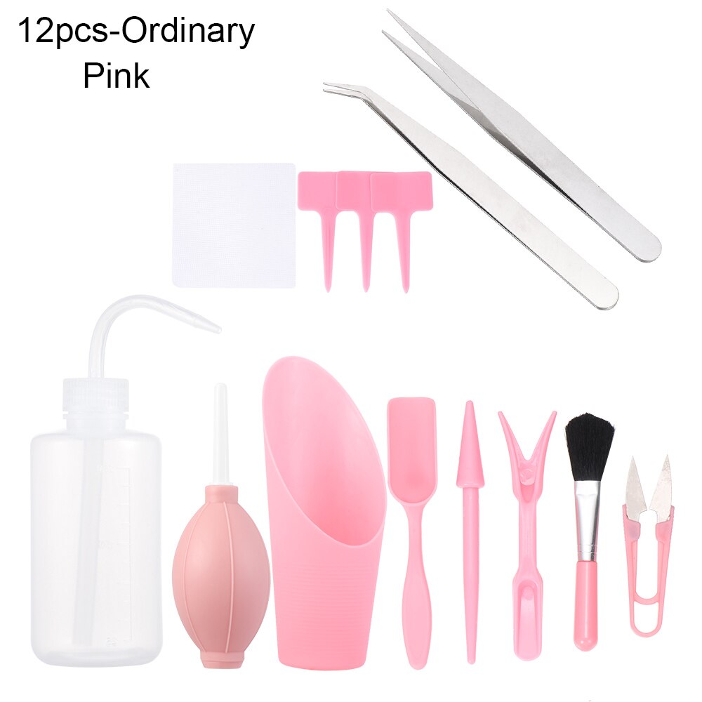 1 Set of Succulent Transplanting Tools 12/16Pcs Combination of Plant Packaging Mini Gardening Supplies Potted Meat Tools Kit: 12pcs-Ordinary Pink
