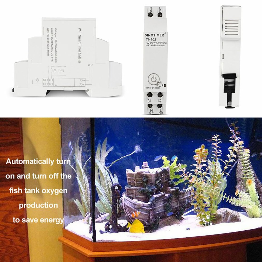 18mm Single Phase Digital Timer Switch Remote WiFi Smart Light Control Switch Programmer With Energy Monitoring 100-240V 16A