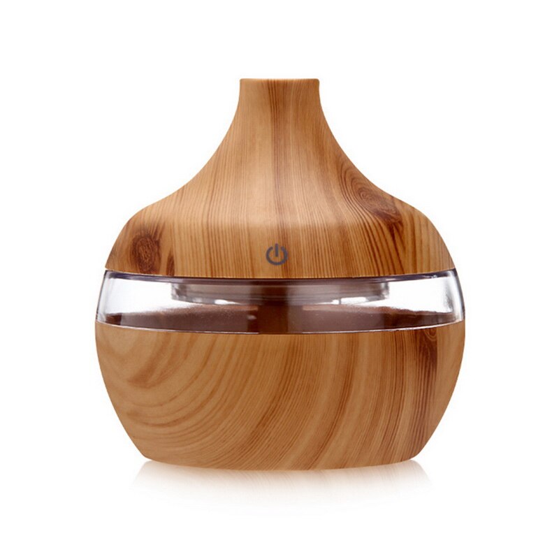 Colorful LED Light Electric Humidifier Aroma Oil Diffuser Ultrasonic Wood Grain Air Humidifier USB Mini Mist Maker for home: 300 ml -2