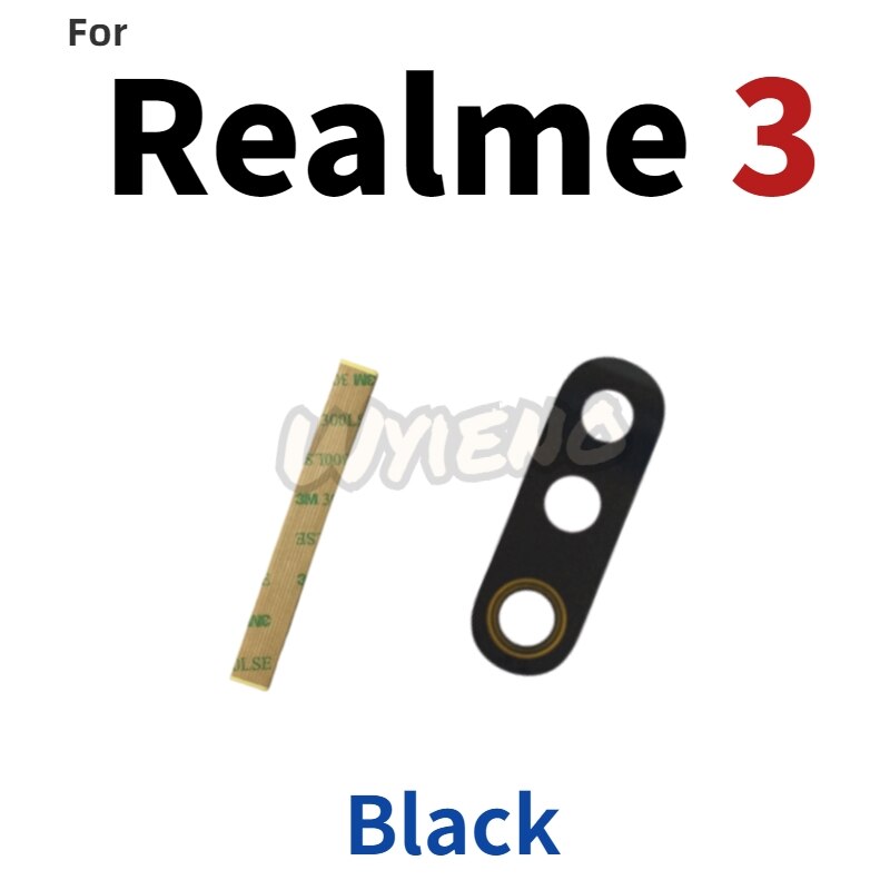 Wyieno preto novo voltar grande câmera traseira lente de vidro para oppo realme 3 5 6 c3 x50 pro lente da câmera: for Realme 3