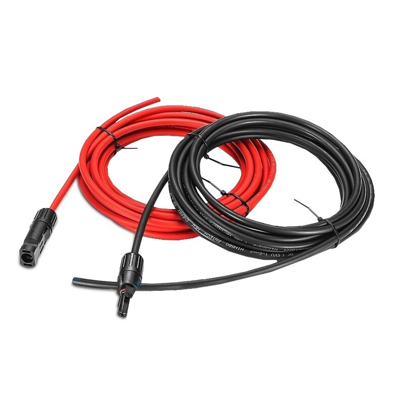 2.5mm 14 AWG 1 Pair Solar Panel Extension Cable Copper Wire Black and Red with for Connector Solar PV Cable: 2M plus 2M