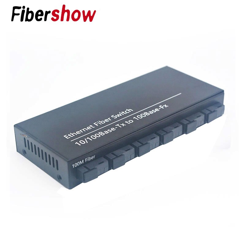 Fast Ethernet Fiber Optical Media Converter Single Mode switch Converter 20KM 2 RJ45 and 6 SC fiber Port 10/100M