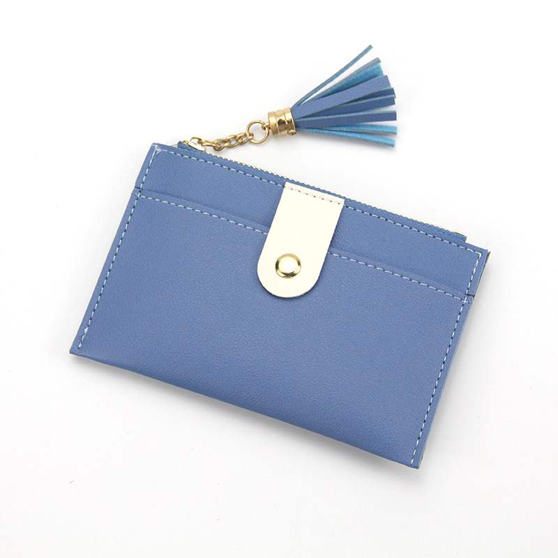 Purdored 1 pc mini tassel titular do cartão de crédito das mulheres pequenas caso do cartão de crédito do plutônio feminino zíper fino mini bolsa da moeda das senhoras cartão carteira: blue