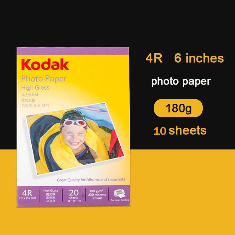 Papel fotográfico de 4r/a4 para estudio fotográfico, papel fotográfico brillante A4, 20 y 100 Uds./10 Uds., adecuado para fotos de álbum: 10pcs 180g 4R