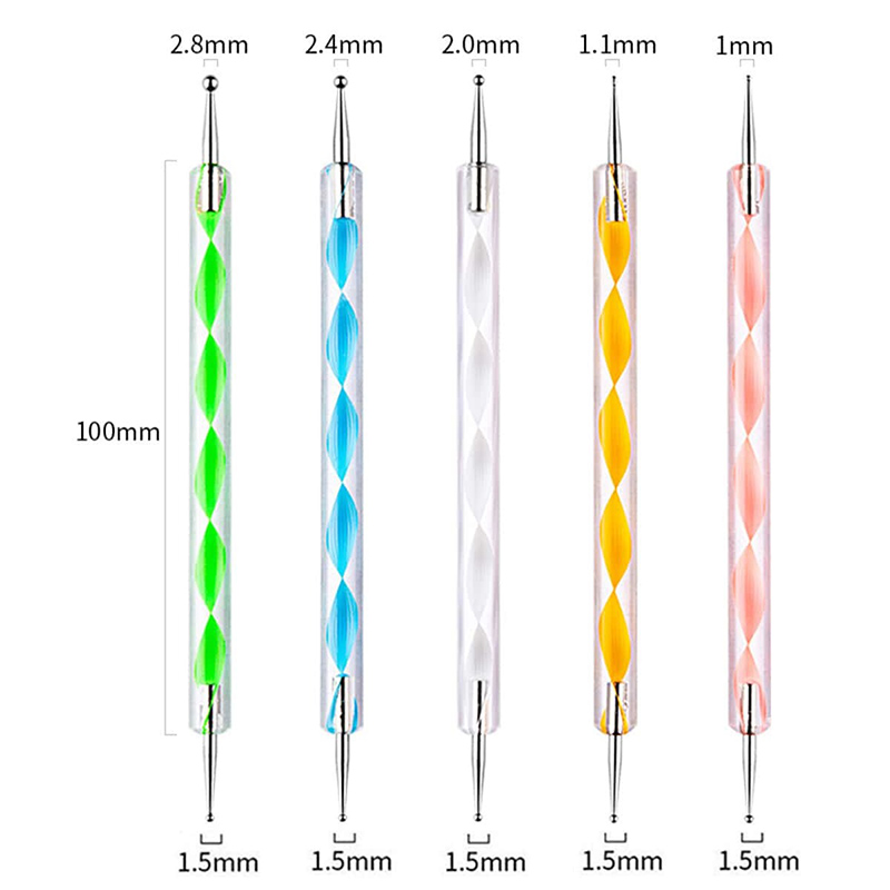 5Pc Unghie Arte Punteggiatura Penna Acrilico Disegno rivestimento Forniture Pennello Strass Gemme raccoglitore gel UV Pittura manicure Accessori Strumenti: prugna