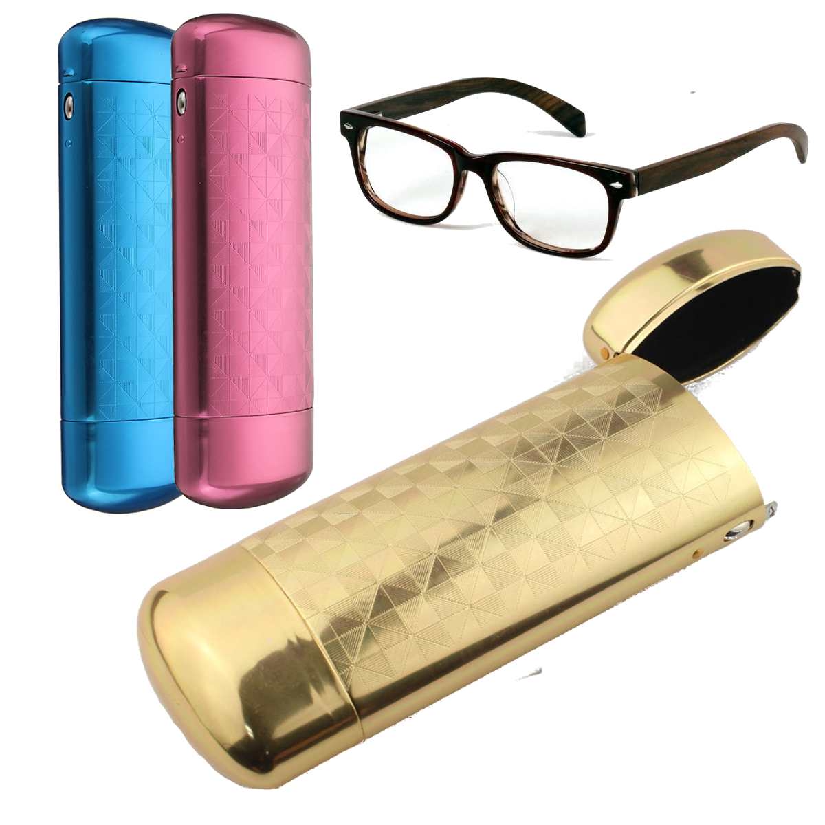 Hard Metal Aluminium Rooster Brillenkoker Capsule Flip Top Brillen Case Protector Voor Glazen Opslag Gereedschap