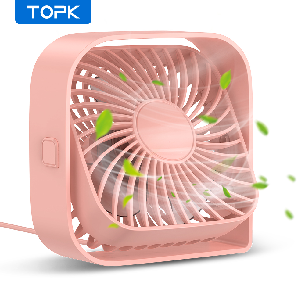 Topk mini bärbar fläkt usb skrivbordsfläkt bord starkt luftflöde och tyst drift 3 hastigheter vind 360 ° roterbara stående fläktar för rum hem: Rosa