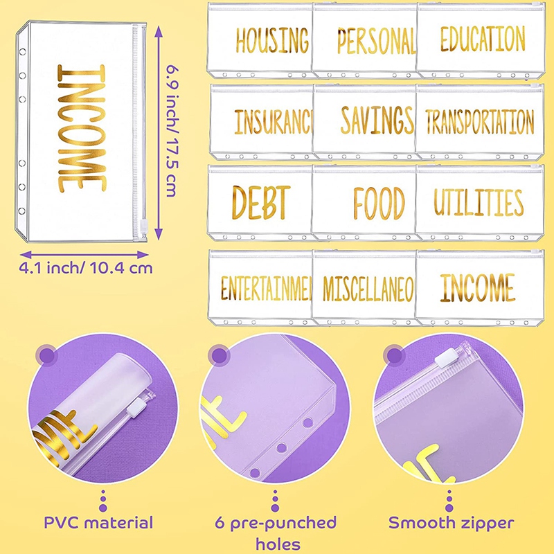 A6 PU Binder Planner Budget Organizer Round Ring Binder Cover Magnetic Personal Planner Binder with 12 Binder Pocket