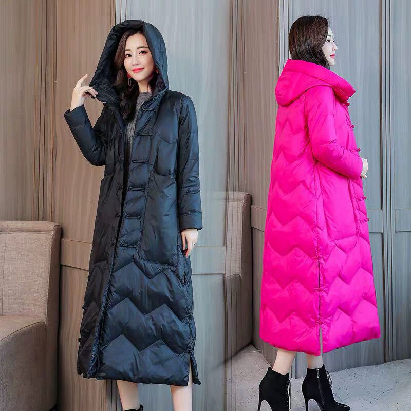 Parkas X-Langen Mantel Weibliche Frauen lässig Jacke Mujer Mit Kapuze Schwarz Baumwolle warm Halten Warme Winter Einreiher oberbekleidung