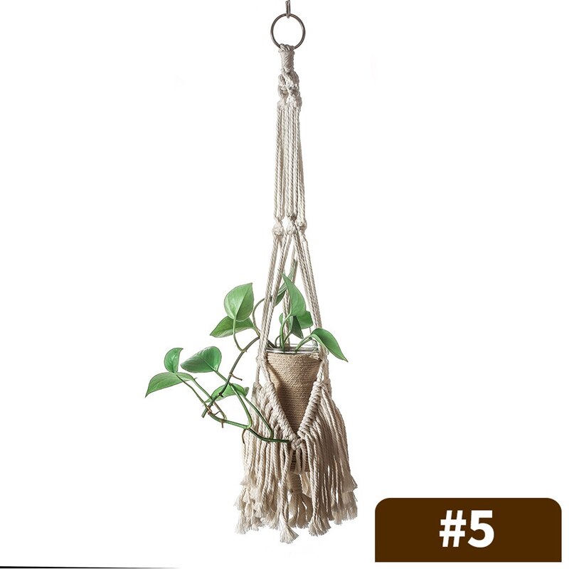 Vintage Hanging Flowerpot Net 100% Cotton Handmade Hanging Baskets Macrame Plant Hangers Flowerpot Holder Basket Home Decor: 88-5