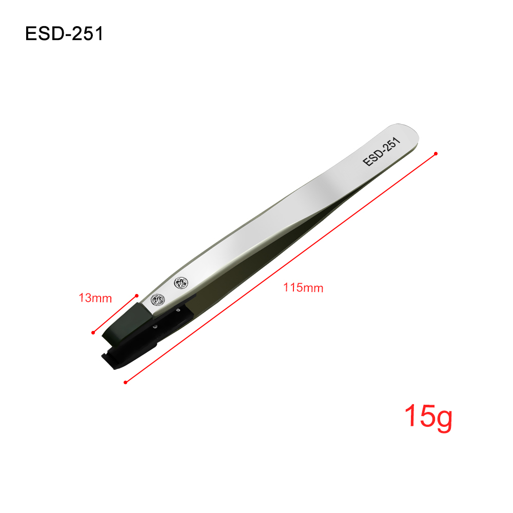 Industrielle Pinzette Elektronik Antistatische gebogene gerade Spitze Präzision Edelstahl DIY Handwerkzeuge setzt Pinzette Telefonreparatur: ESD-17 1,5 MM