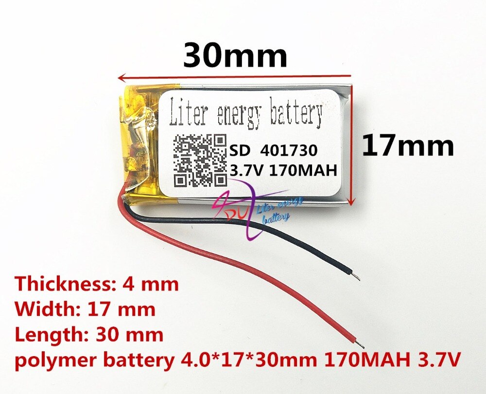 Bedste batteri mærke størrelse 401730 3.7v 170 mah lithium polymer batteri med beskyttelseskort til  mp3 mp4 mp5 gps digitale produkter fr