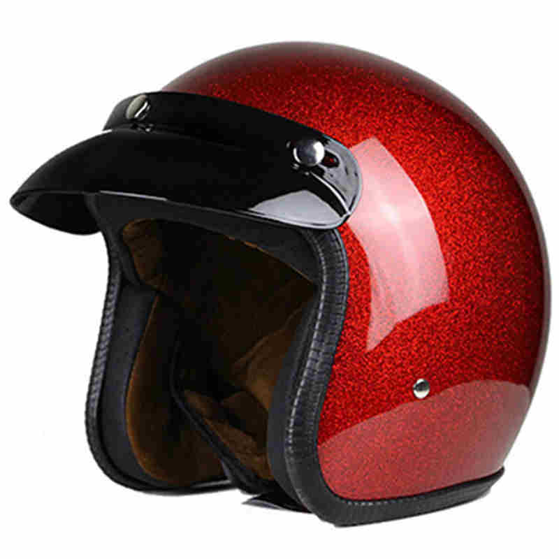 Kiiltoa pinkki vintage moottoripyörä kypärä open face kypärä piste hyväksytty retro moto casco capacete motociclistas capacete ce: Punainen / S
