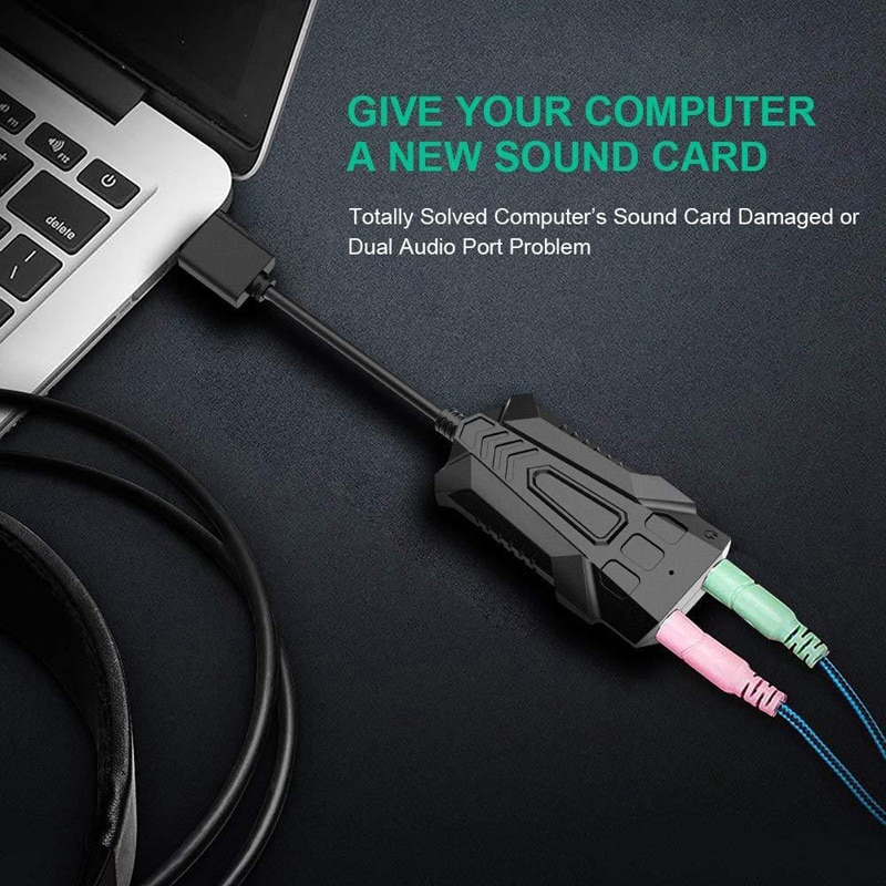 Portable USB Sound Card External USB to Earphone Microphone Interface Sound Card for Windows/Mac/Linux: Default Title