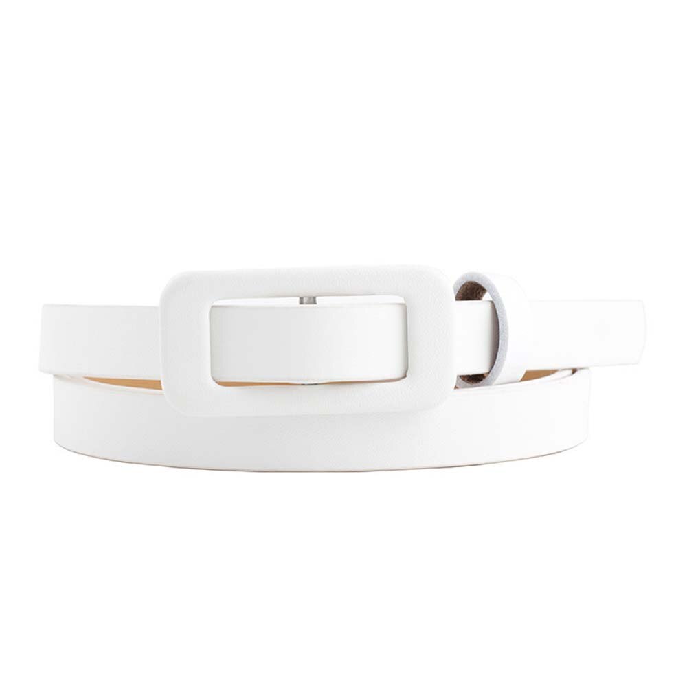 Candy Color Shiny PU Leather Waist Belt for Women Narrow Thin Belts Waistband Pin Buckle Straps for Dress Black Red Pink: White