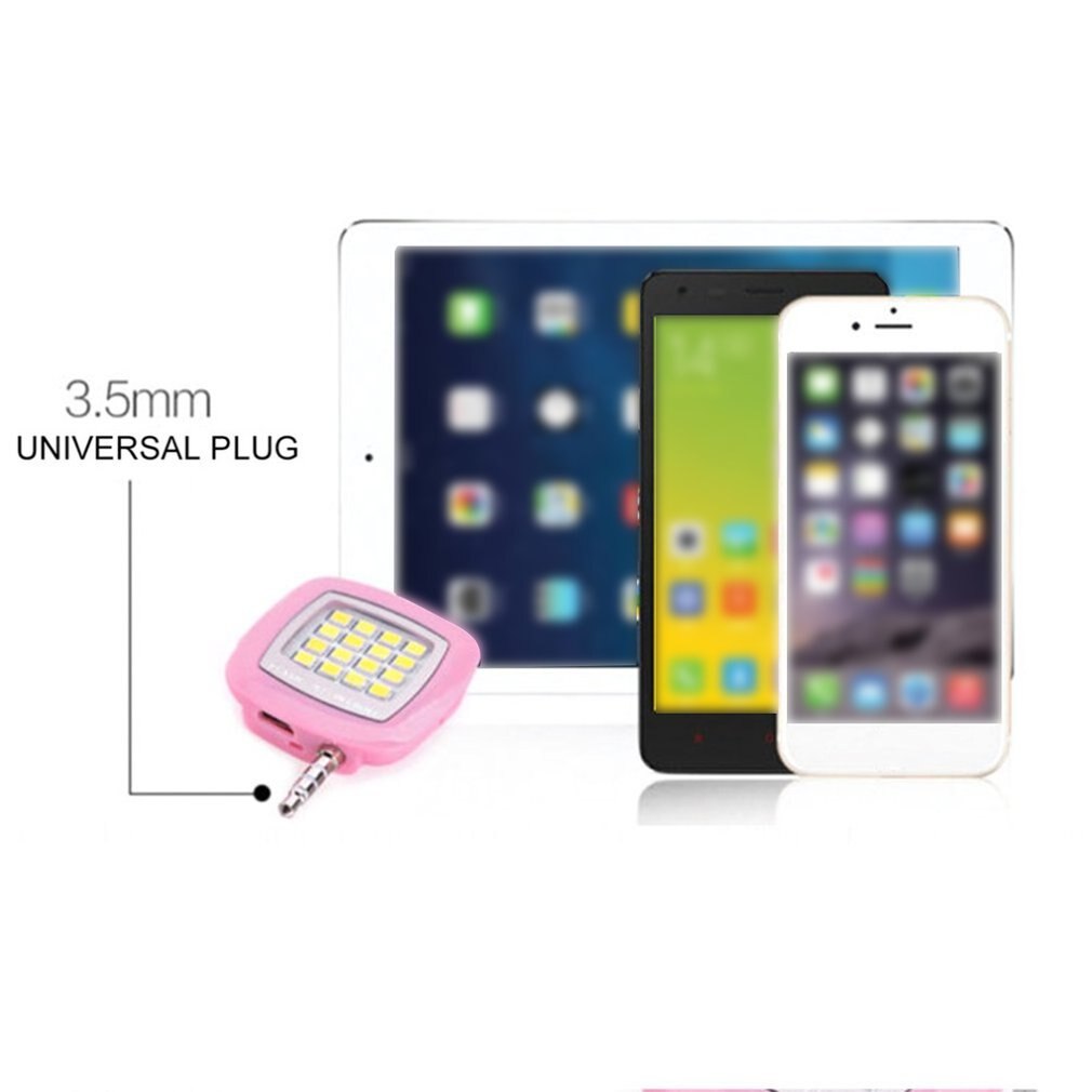 16pcs LED Mini Flash Vulling Licht Voor Mobiele Telefoon Selfie Helderheid Fotografie Lamp 3.5mm Heldere LED Video Licht lamp