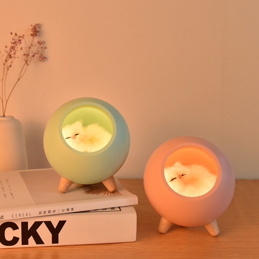 House Touch oscuramento simpatico gattino luce notturna per bambini camera da letto per bambini comodino lampada di ricarica regalo creativo gatti atmosfera domestica Decor