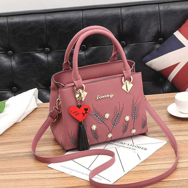Kvinners håndvesker stor kapasitet uformelle skuldervesker topphåndtak glidelås vintage kvinnelige vesker wild crossbody vesker dame: Rosa