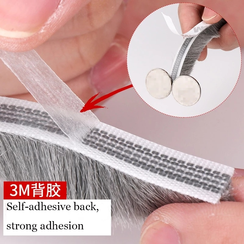 1/5/10M Brush Strip Self Adhesive Wind-proof Home Door Window Sealing Strip Draught Excluder Brush Weather Strip Seal Tape Strip