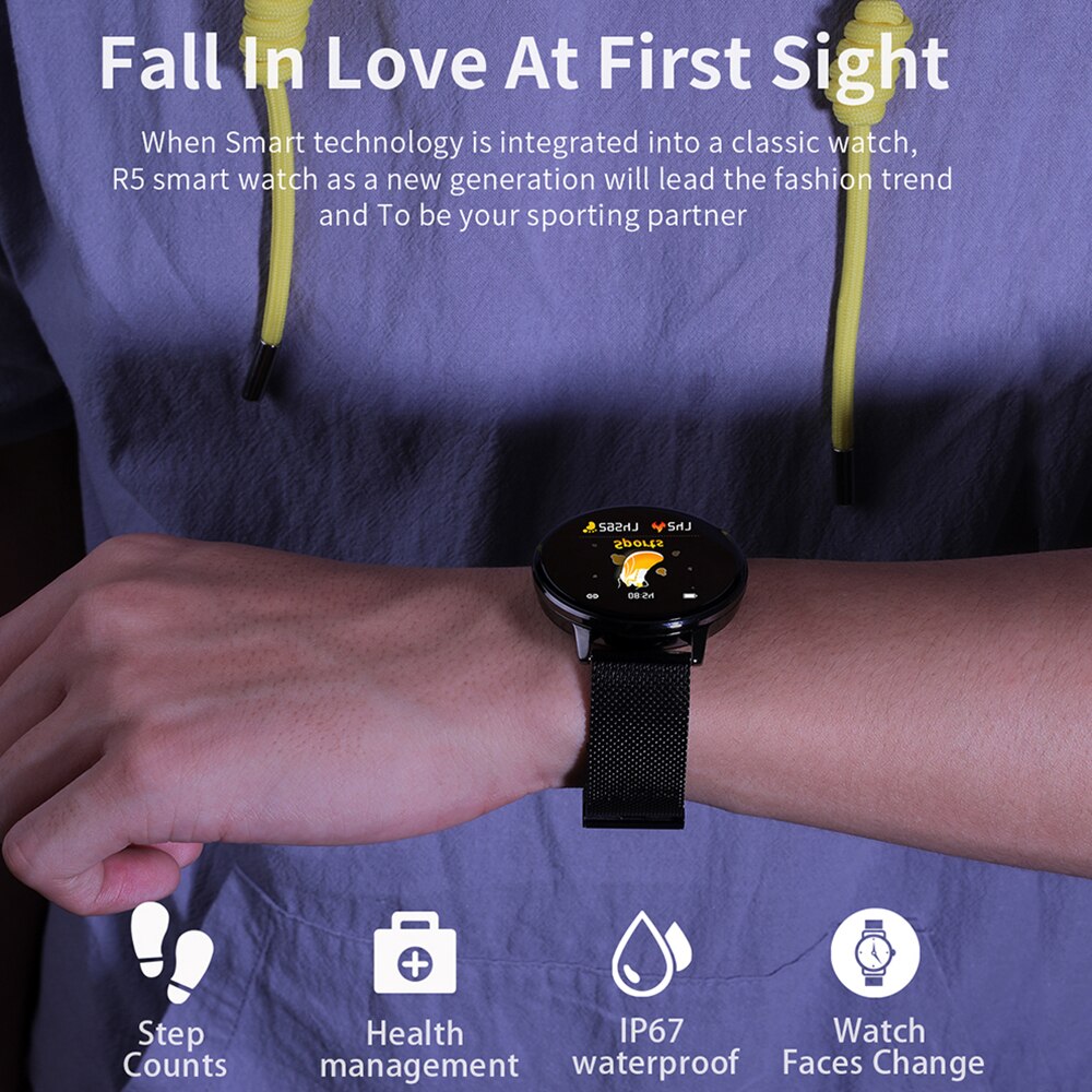 R5 Bluetooth montre intelligente hommes femmes fréquence cardiaque pression artérielle Fitness Tracker podomètre sport Smartwatch pour Apple IPhone Xiaomi