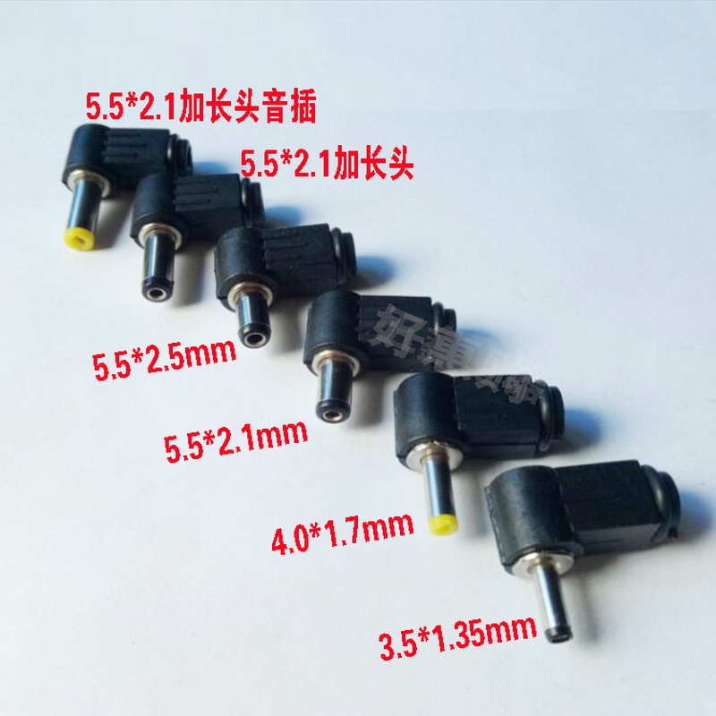 5 stk 5.5 x 2.5 5.5 x 2.1 4.8 x 1.7 4.0 x 1.7 3.5 x 1.35 3.5 x 1.1 2.5 x 0.7 mm han dc strømstik stik vinkel 90 grader l formede stik