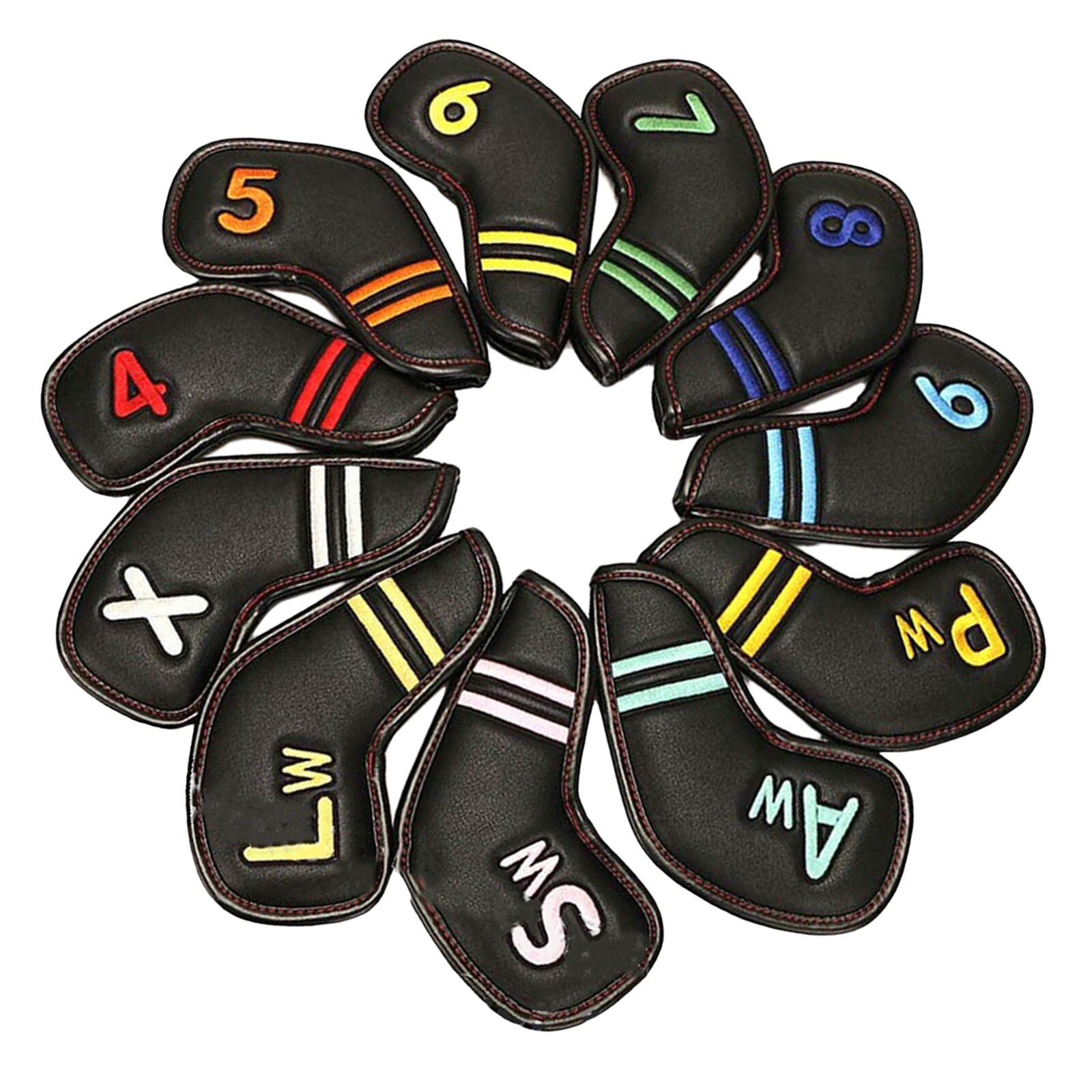 11Pcs Magnetische Golf Iron Head Covers Headovers Wiggen Covers Pu Hoofd Cover Protector Golfer 4-9, een ~ Lw