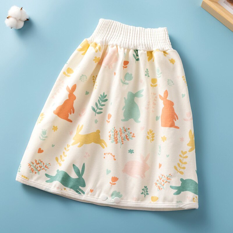 Jupe à couches pour bébé, pantalon d&#39;entraînement à la propreté, en coton, imperméable, Anti-mouillage, vêtements de nuit: Flower Rabbit