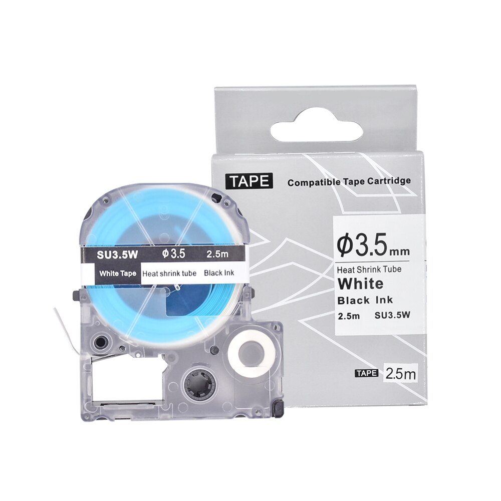 1PCS PUTY voor Epson SU3.5W Label Tape 3.5mm Zwart op Wit Krimpkous Label Tapes SU3.5W voor epson Label Printer Lint: Black-White