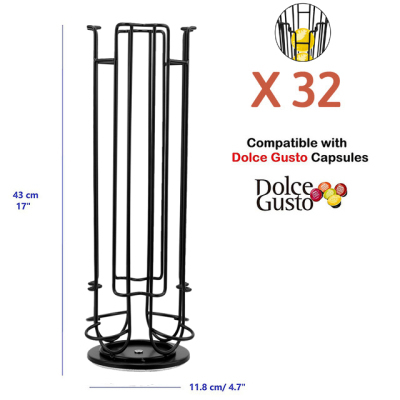 White Rotatable Coffee Pod Holder For Dolce Gusto Capsule Display Capsule Rack Stainless Steel Tower Stand Storage Shelves 2022: Black Holder 32Pcs