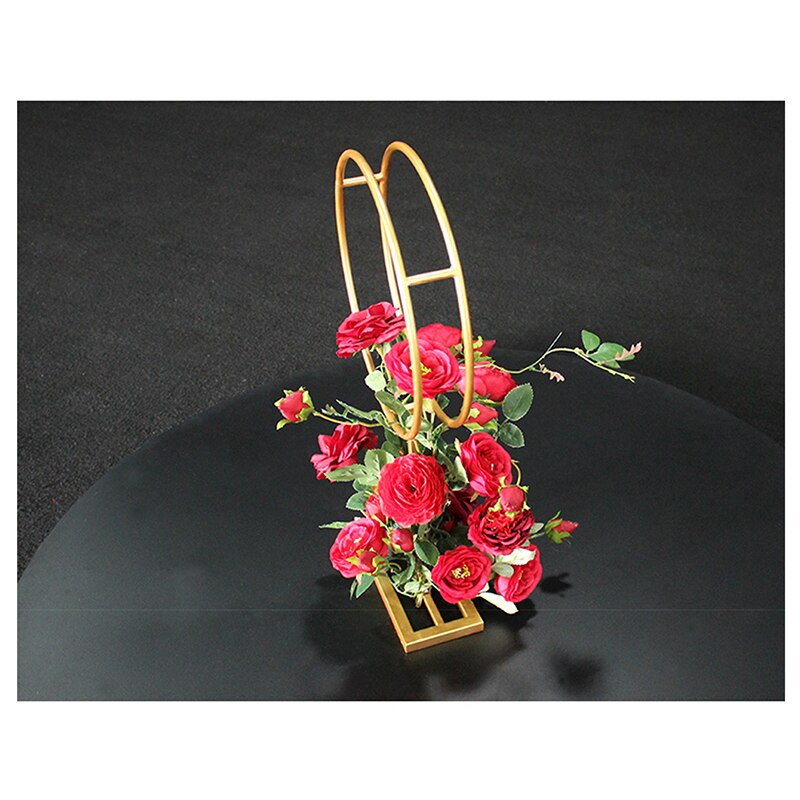Bryllupsfest bord centerpieces baggrund kunstige dekorative blomster jernring stativ blomsterarrangement dekoration rekvisitter