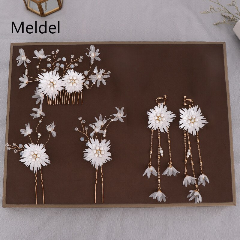 Medel – ensemble de trois pièces de bijoux de mariée, peigne à cheveux en fleur de cristal fait à la main, boucles d&#39;oreilles, ensemble de coiffure de mariage, offre spéciale