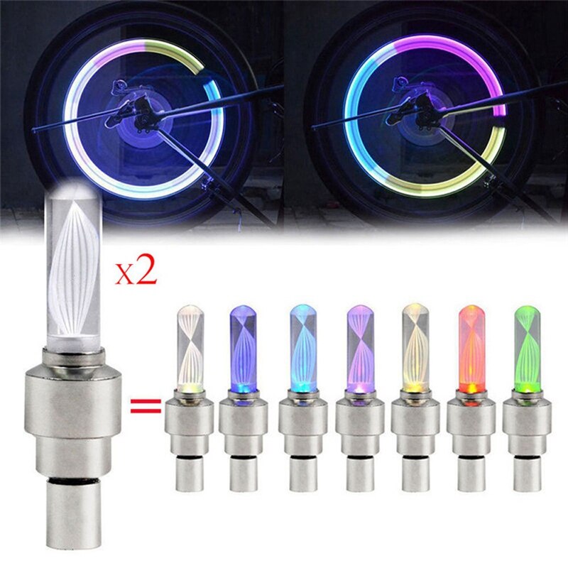 2 Stuks Fiets Auto Motorfiets Wiel Band Ventiel Cap Flash Led Licht Spoke Lamp Fiets Accessoires