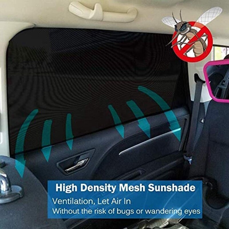 Zonnescherm voor de zijruit van de auto, zonnescherm voor de auto, muggennet voor baby's, bescherming tegen uv-stralen, past op de meeste voertuigen