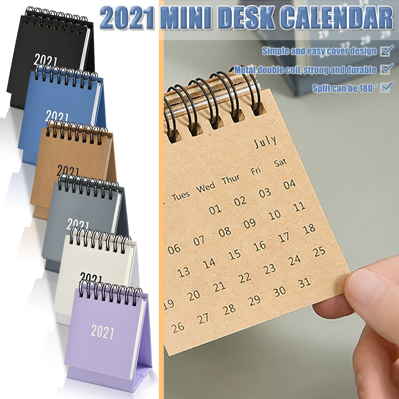 Simple Morandi mini Desktop Paper simple Calendar dual Daily Scheduler Table Planner Yearly Agenda Organizer Calendars