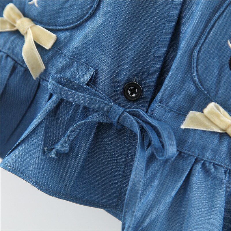 Veste en denim printemps/automne pour filles | manteau de chat doux poche, haut à manches longues pour enfants de 0-3 ans, veste d'automne à double poche