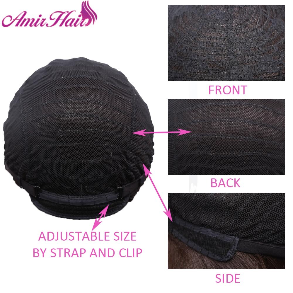 Amir Brown Short Wigs Bob Style Straight Synthetic Black Women's Wig with Bangs 14 Inches Soft Hair Black Wig Cosplay