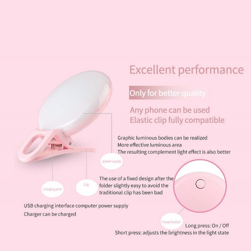 Led Fill Light USB Rechargeable Camera Enhancing Photography Selfie Light For iPhone Selfie Flash LED selfie Light For Samsung