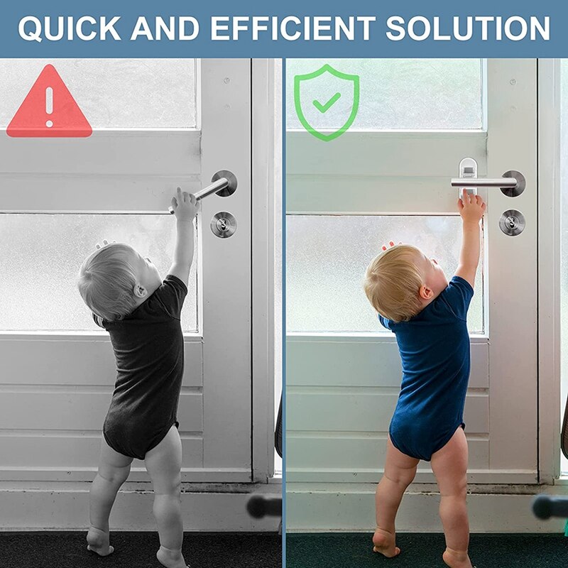 Child Safety Door Lever Locks,4 PCS Childproof Door Handle Locks,Unique With Double Lock