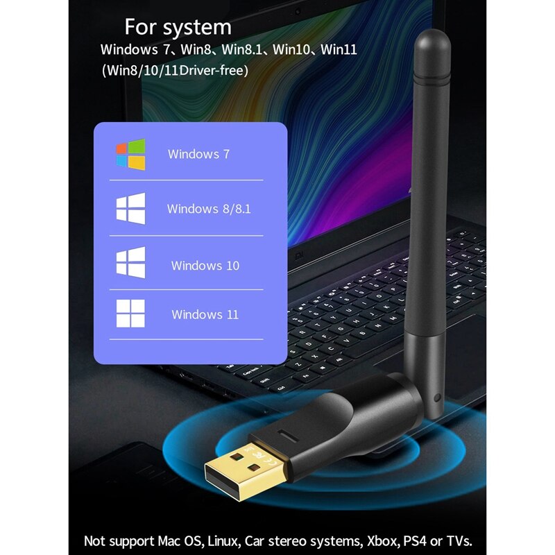 Power Class 1 Bluetooth Adapter,Bluetooth Receiver Transmitter,Driver-Free for Win8 or Above,Transmission Distance 100 M