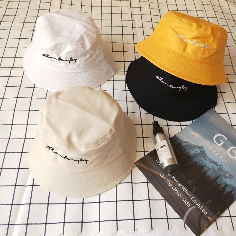 Strand sport mössa broderi brev hink hatt hip hop strand kvinnor utomhus sport platt topp keps fiskare solhatt