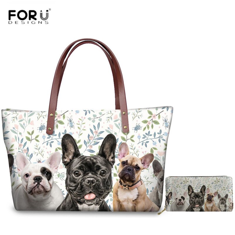 FORUDESIGNS Kawaii Chihuahua wzór Zipper torebki wysokiej jakości duże torby na ramię dla kobiet rozrywka 2 sztuk/zestaw torby na ramię: AMYY083AL-Z21
