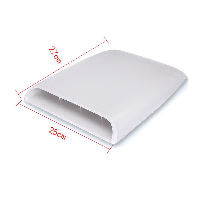 Universal Car Bonnet Hood Scoop Air Flowing Intake Vent Cover Decorative Bug Shields Accessories Styling Replacement: White