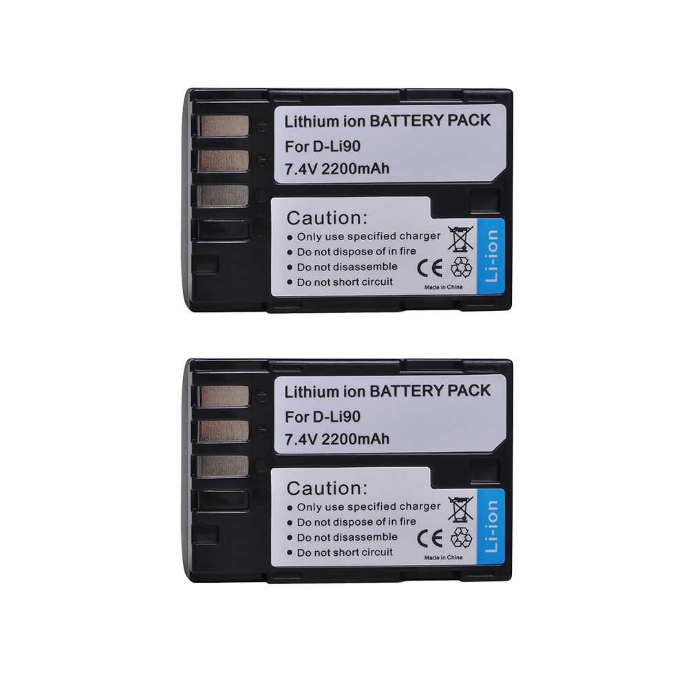 2200Mah D-Li90 DLi90 Li-Ion Batterij Voor Pentax 645 645D 645Z K-1 K-01 K-3 K-5 K-5D K-5IIs K-7 K-7D K1 k01 K3 K5 K5D Ii 2: 2 batteries