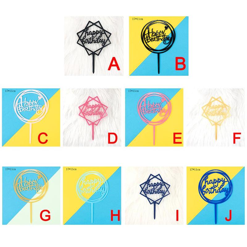 1pc glitter feliz aniversário bolo topper acrílico carta preto cor de ouro bolo topo bandeira decoração crianças aniversário festa de casamento suprimentos