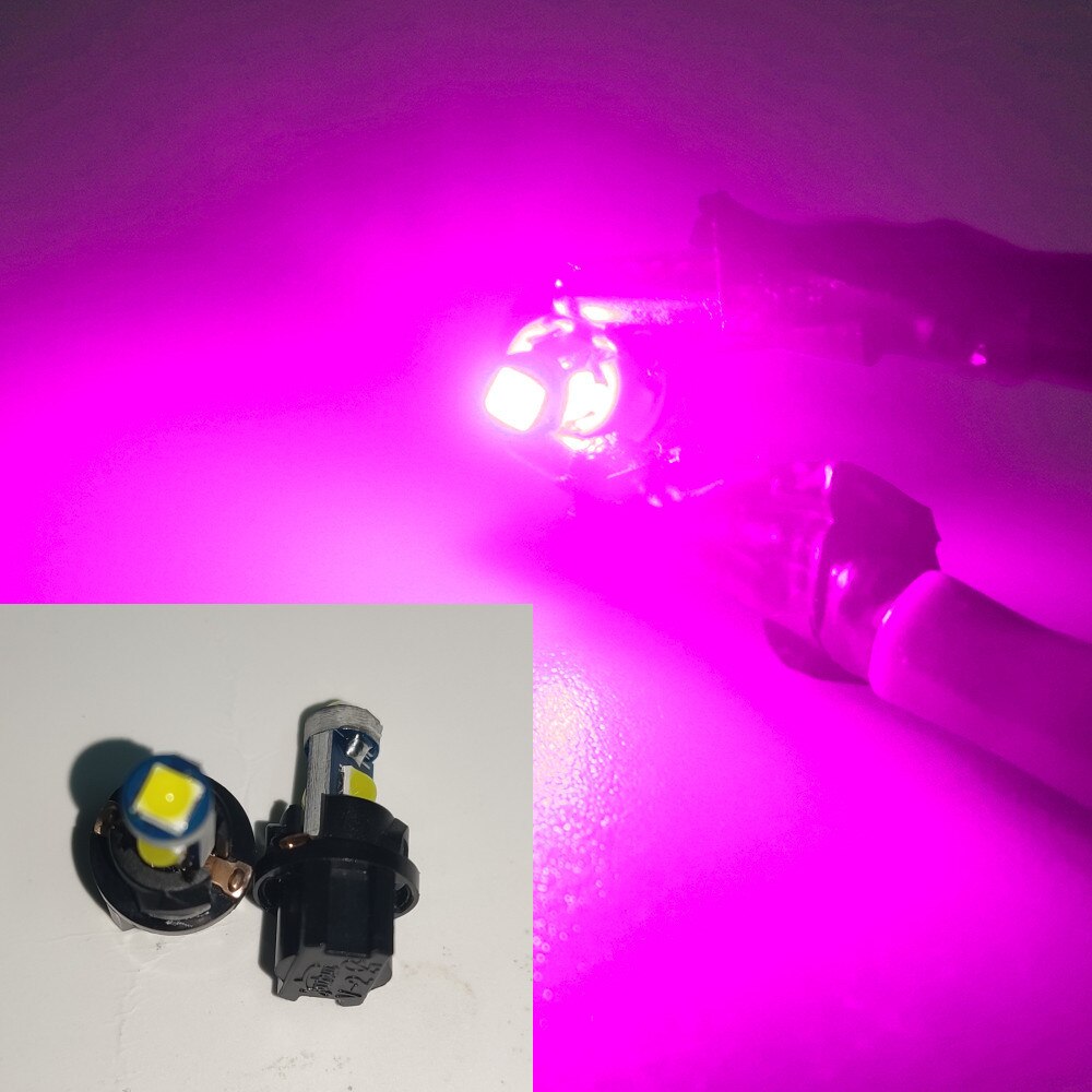 Ampoule led T5 B8.5 B8.5D 3030-3SMD, 20 pièces, indicateur de jauge, lumières intérieur du tableau de bord, lampe latérale, dc 12v: (T5)Pink