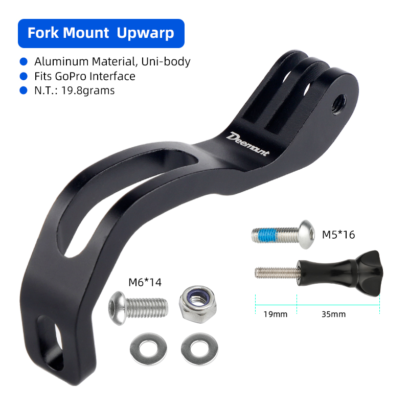 Deemount Fietslamphouder Mount Camera Stand Rack Voorvork Installeren 15 ° /Flat Warping voor Brompton vouwfiets/MTB/racefiets: WHITE