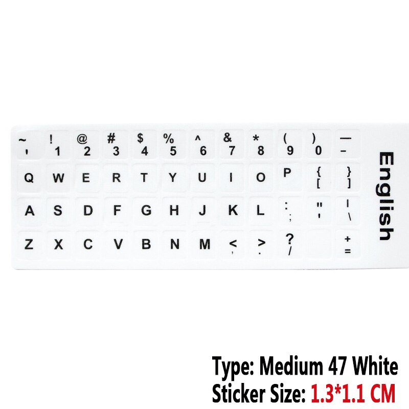 SR English Language 16 Standard Waterproof Keyboard Cover Stickers Layout Button Letters Computer Laptop Skins Accessories: Medium 47 White