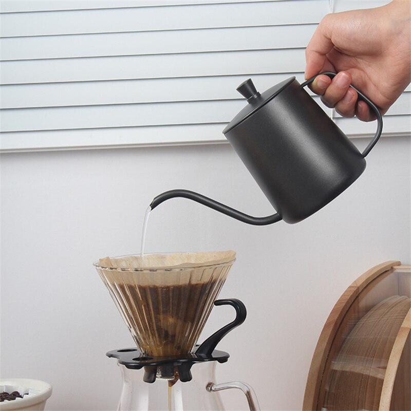 Drip Kettle 350ml 600ml Coffee Tea Pot Non-stick Coating Food Grade Stainless Steel Gooseneck Drip Kettle Swan Neck Thin Mouth